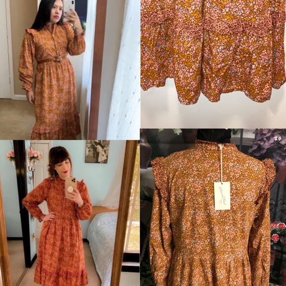 Vintage Inspired Floral Ruffled Maxi Prairie Dress - Picture 4 of 5